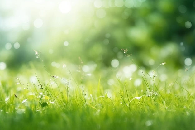 Grass in the sunlight with the word spring on it