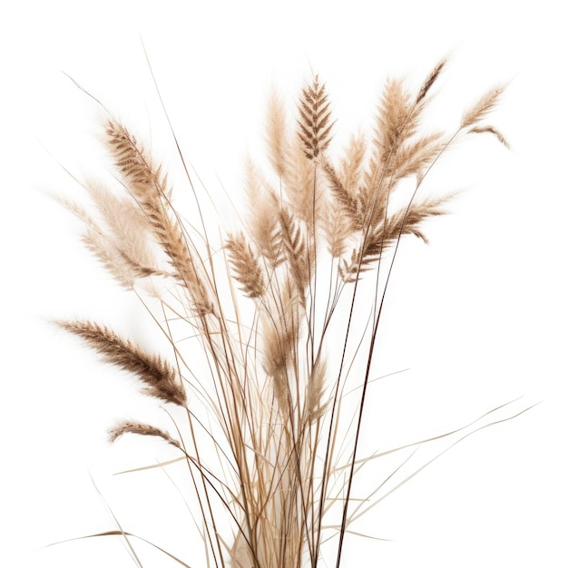 Grasses dried flower isolated on white background Generative AI