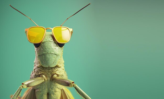 Photo grasshopper insect animal wearing sunglass shade glasses