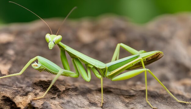 a grasshopper is sitting on a log and looking at the camera