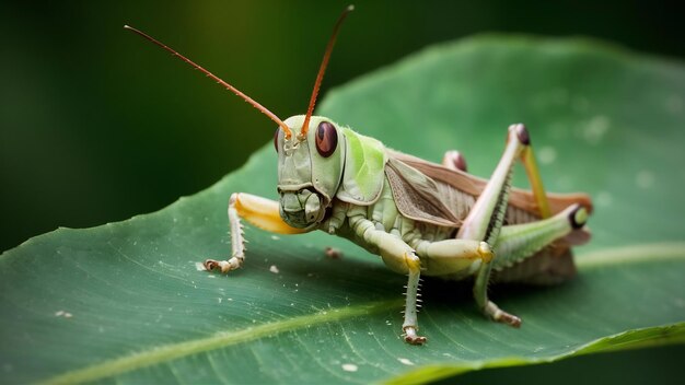 Grasshopper in a leave