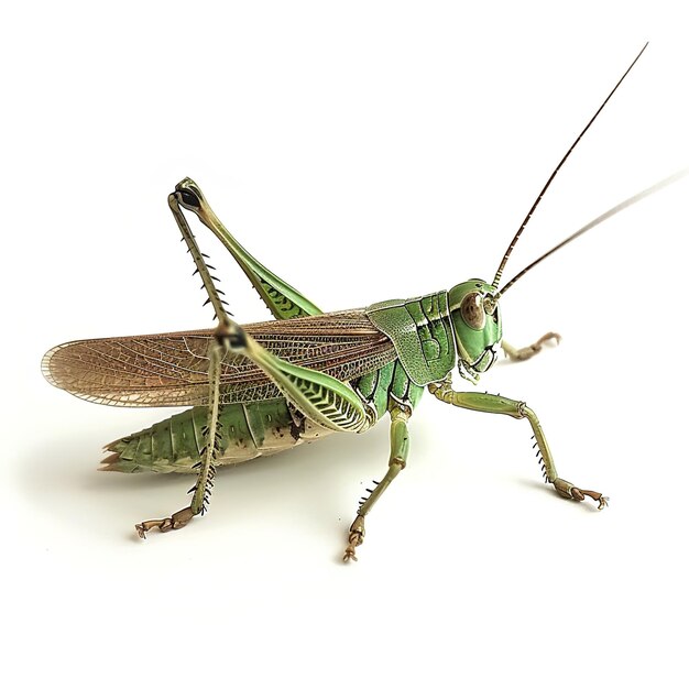 Photo a grasshopper in white background job id 71eacba3e024439e990522dc9cf94903