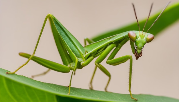 Photo a grasshopper with a green face and a red nose