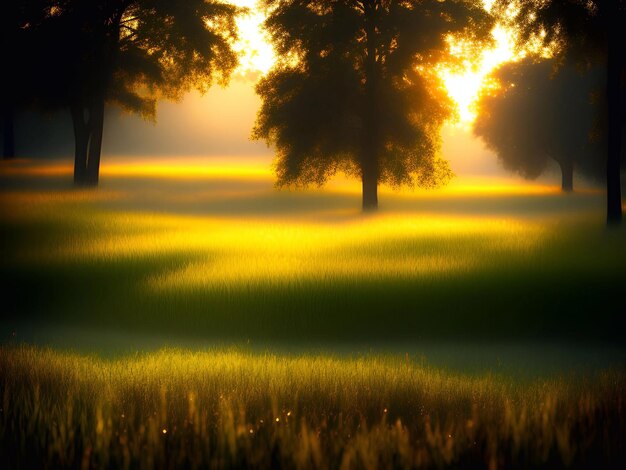 Foto prato e luce del sole mattutino immagine di sfondo per hope l'inizio di una nuova vita felicità libertà calore generativo ai illustrazione