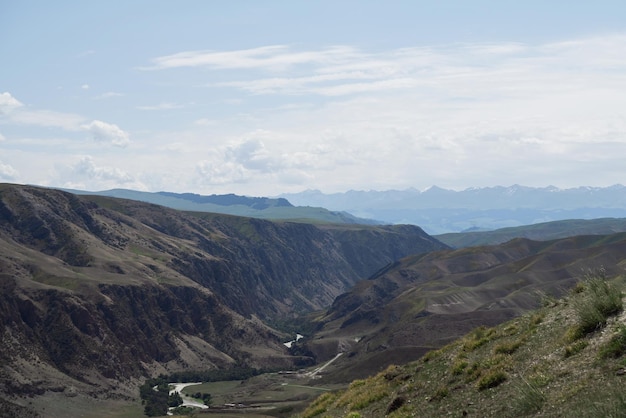 Grassland and mountains in a sunny day