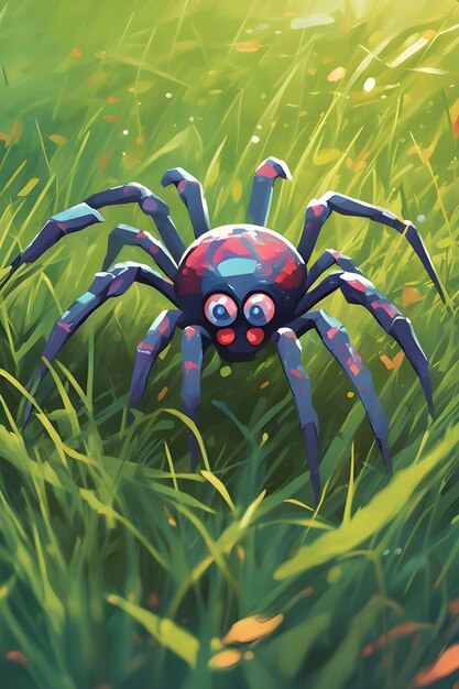 Grassland Rainbow Spider A Colorful Cartoon Creation