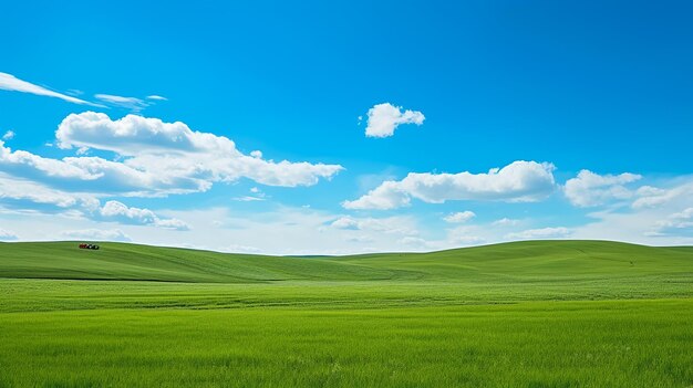 Grassland scenery under deep blue sky