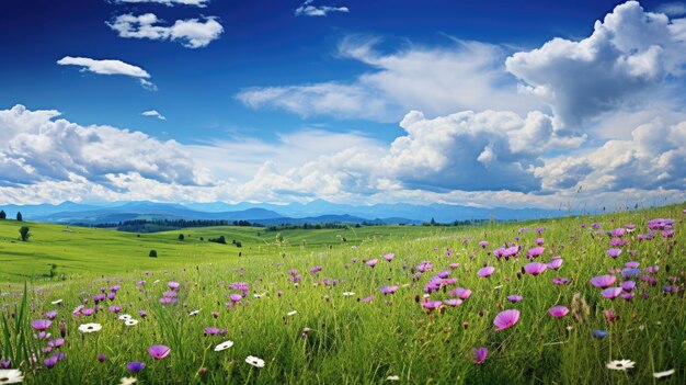 Grassy Field and Flowers