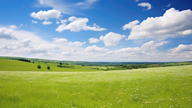 Grassy Field and Flowers