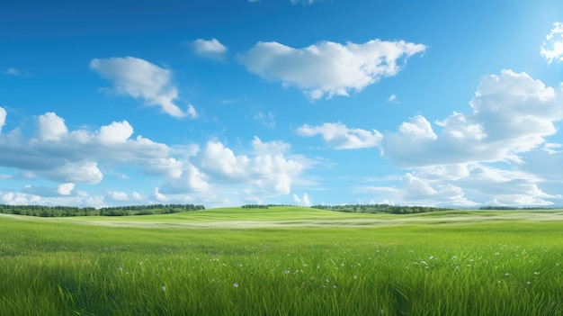 Grassy field with blue sky