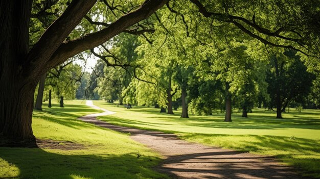 Foto cammino erboso nel parco