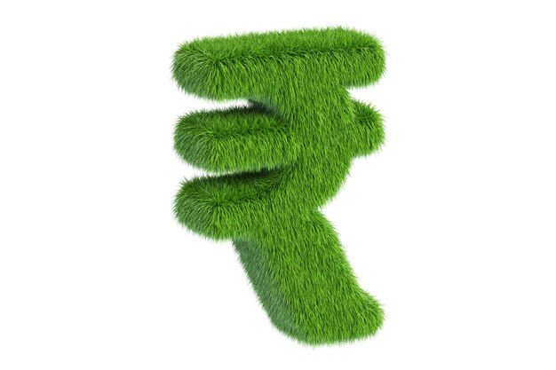 Grassy rupee symbol 3D rendering