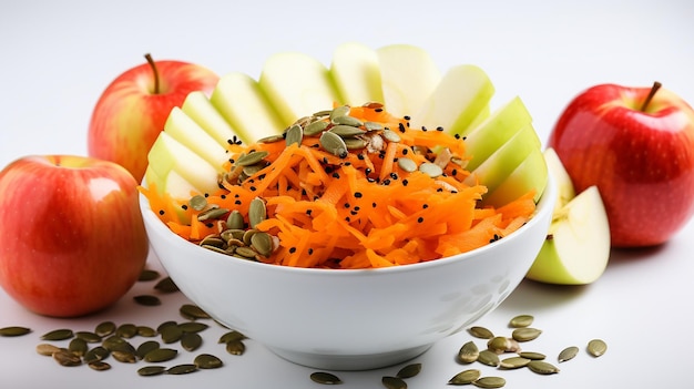 Grated carrot and apple with pumpkin seeds