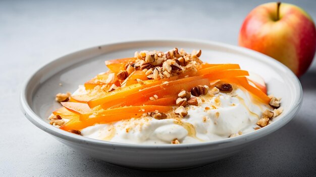 Grated carrots with apple yogurt and raisins