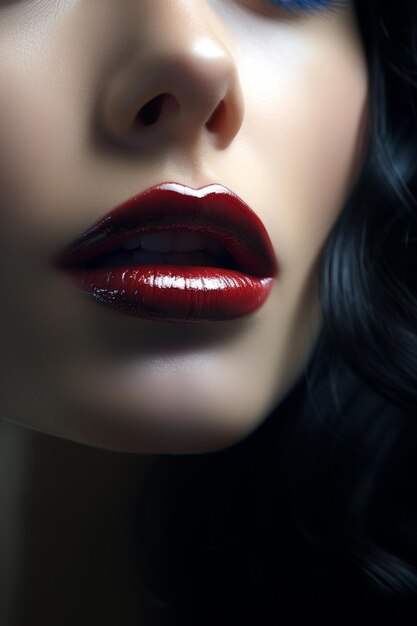 Gratis close-up foto van een perfect vrouwelijk gezicht zachte, mollige, glanzende lippen