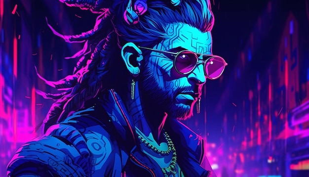 gratis cyberpunk neon mannen achtergrond