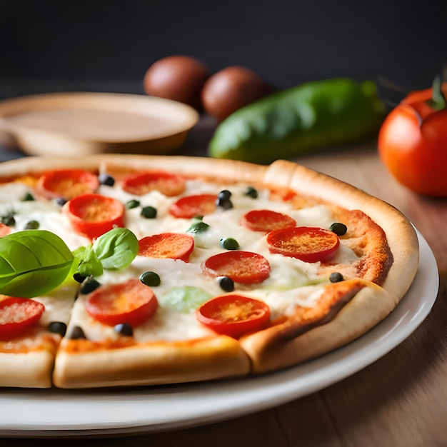 Gratis foto bovenaanzicht van pepperoni pizza met champignons, paprika, olijven en maïs