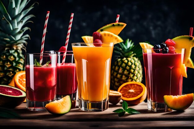 Foto gratis foto drie glazen tropische fruit cocktails