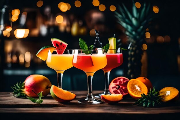 Foto gratis foto drie glazen tropische fruit cocktails