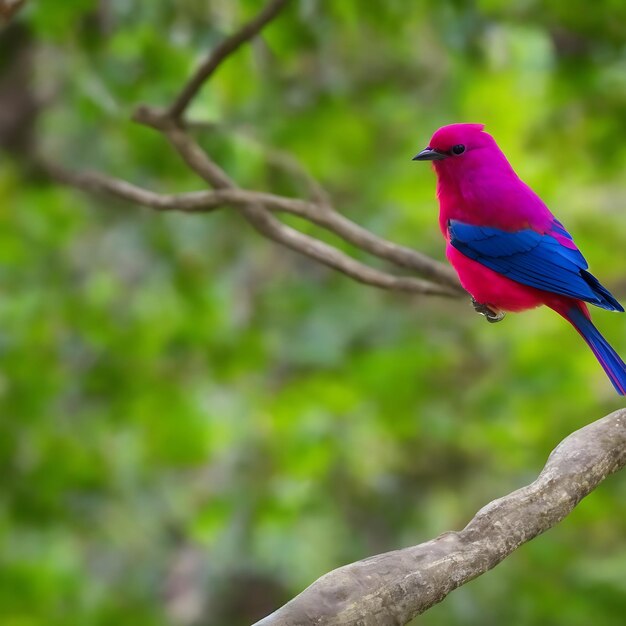 Foto gratis foto een kleurrijke vogel zit op een tak in het bos