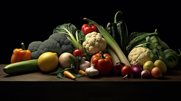 Gratis foto Een levendige verzameling gezonde groenten en fruit