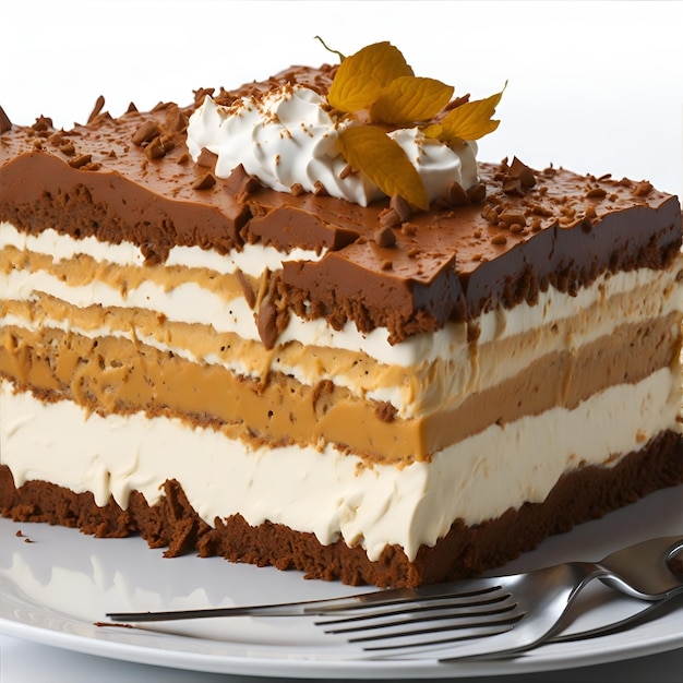 Gratis foto gelaagde chocolade tiramisu cake met mascarpone crème gegenereerd door ai