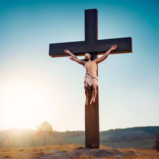 Gratis foto Goede Vrijdag achtergrond met Jezus Christus en het kruis