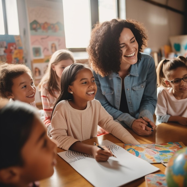 Gratis foto groep afrikaanse kinderen die aandacht besteden aan de klas