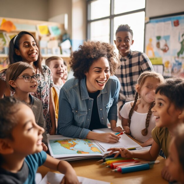 Gratis foto groep afrikaanse kinderen die aandacht besteden aan de klas