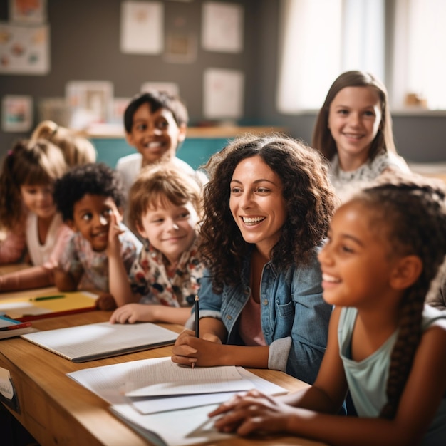 Gratis foto groep kinderen die aandacht besteden aan de klas