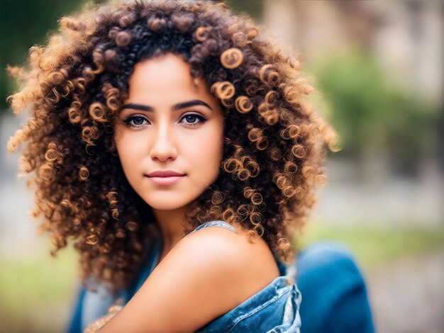 Gratis foto jong volwassen meisjesportret met bruine krullende haren