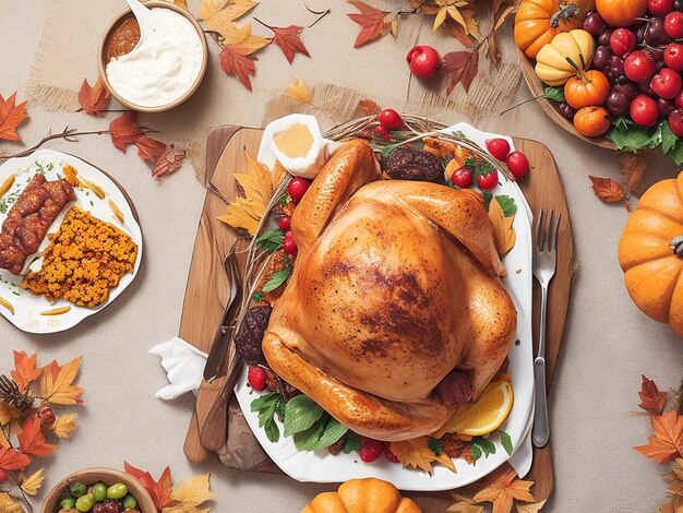 Gratis foto Thanksgiving dag banner met heerlijk eten