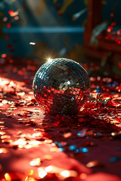 Gratis foto van een grote disco bal met feestverlichting