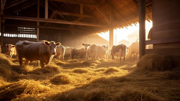 Foto gratis foto van een koe op een boerderij op een achtergrond van lucht en groen gras