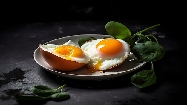 Gratis foto van gebakken eieren zonnige kant naar boven op zwarte achtergrond