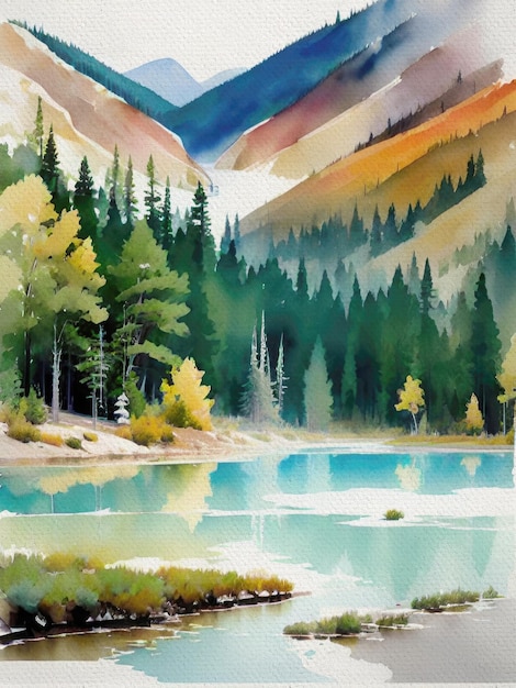 Gratis foto van Yellowstone National Park aquarel schilderij