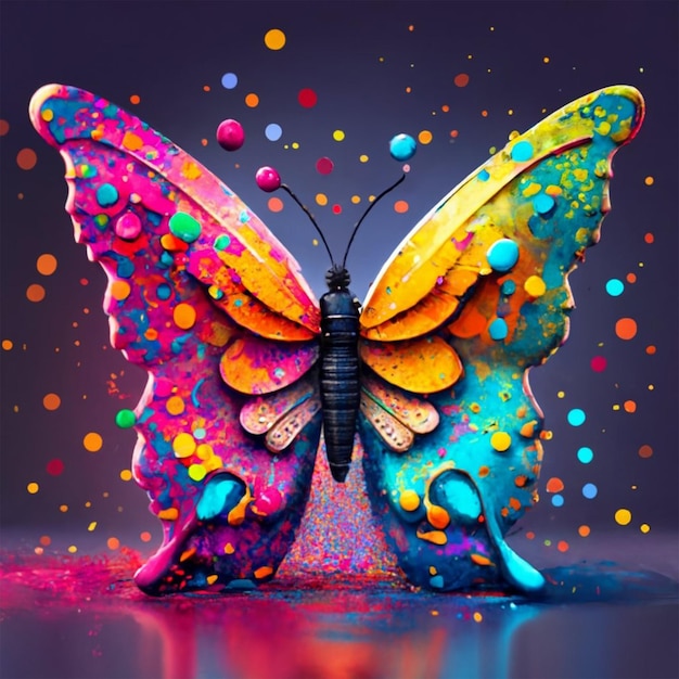 Foto gratis foto vlinder kleurrijke verf splash glitter schattige mariposas 3d render