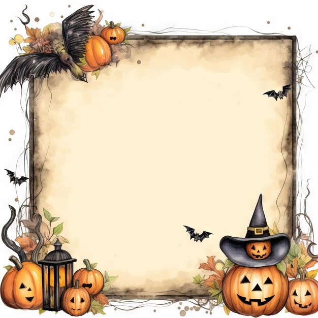 Gratis frame halloween houten frame voor tekst halloween retro halloween bord Ai gegenereerd hoge resolutie halloween illustratie op witte achtergrond