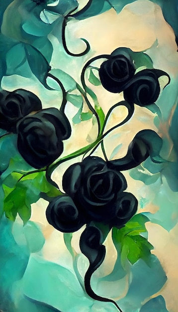 Gratis geschilderde abstracte banner achtergrond met zwarte rozen wallapaper