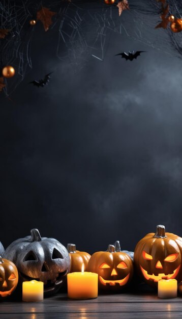 Foto gratis halloween fotodecoratie met pompoenen voor sociale media