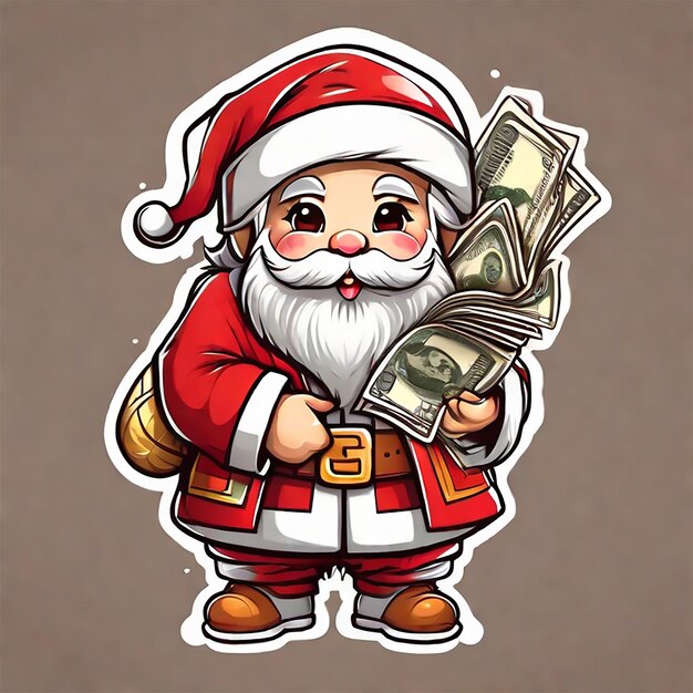 Foto gratis illustratie van de kerstman die geld uitdeelt met kerstmis