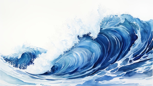 Gratis Indigo Wave aquarel schilderij op wit canvas