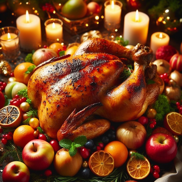 Foto gratis kerst eten roasting chicken achtergrond