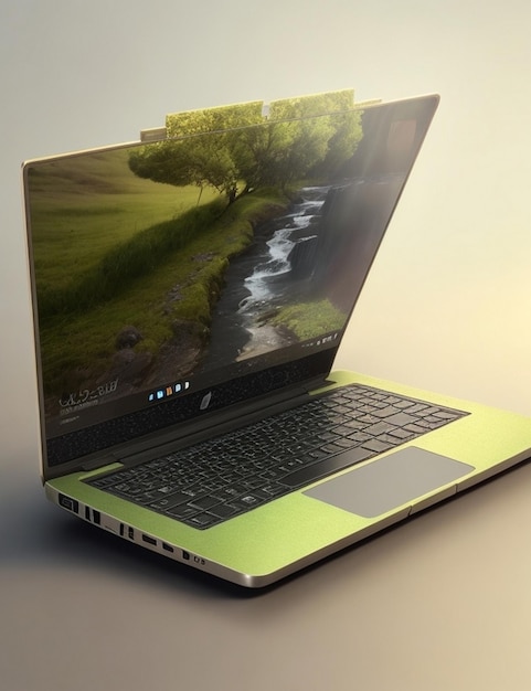 Gratis laptop foto mockup achtergrond ai beeldgenerator