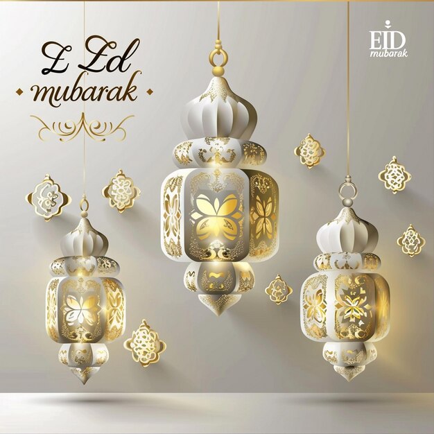 gratis plat ontwerp betoverend festival Eid Mubarak ramadan decoratieve elementen en ramadan behang