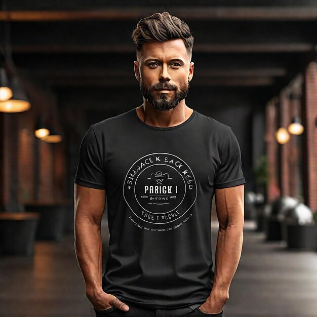 Foto gratis psd eenvoudige zwarte mannen tee mockup