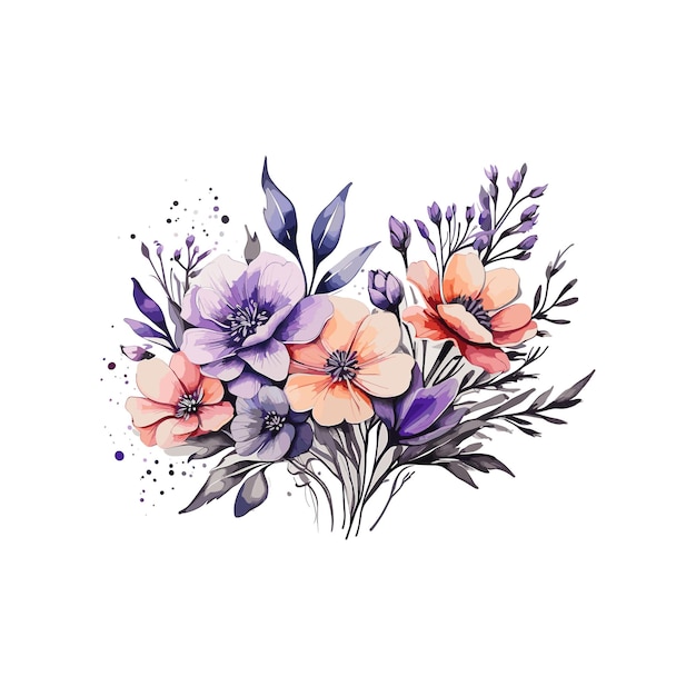 Gratis Vector aquarel levendige tinten wilde bloemen illustratie