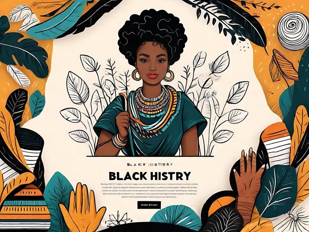 Gratis Vector Black History Month Instagram Post Template Handgetekend plat ontwerp