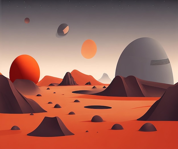 Gratis vector grijze volle Mars illustratie