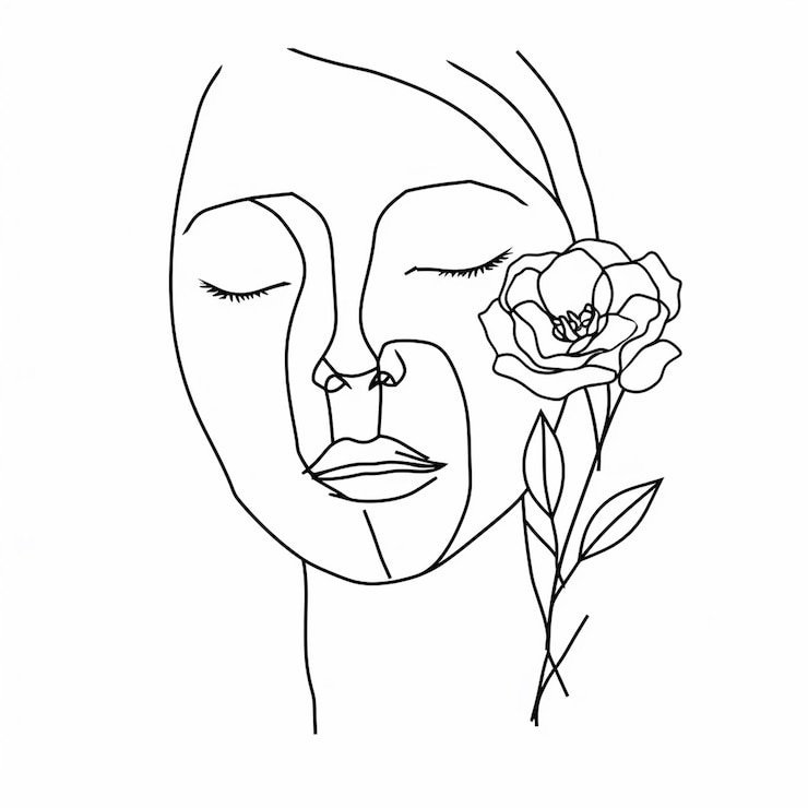 Foto gratis vector hand getrokken vrouw met bloemen illustratie
